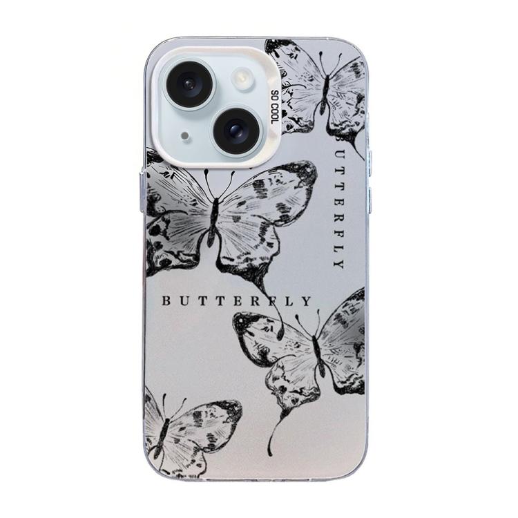 Ốp điện thoại họa tiết bướm mạ bạc PC kết hợp TPU, Dành cho iPhone 15, Dành cho iPhone 14 Plus, Dành cho iPhone 14, Dành cho iPhone 14 Pro, Dành cho iPhone 14 Pro Max, Dành cho iPhone SE 2022 / SE 2020