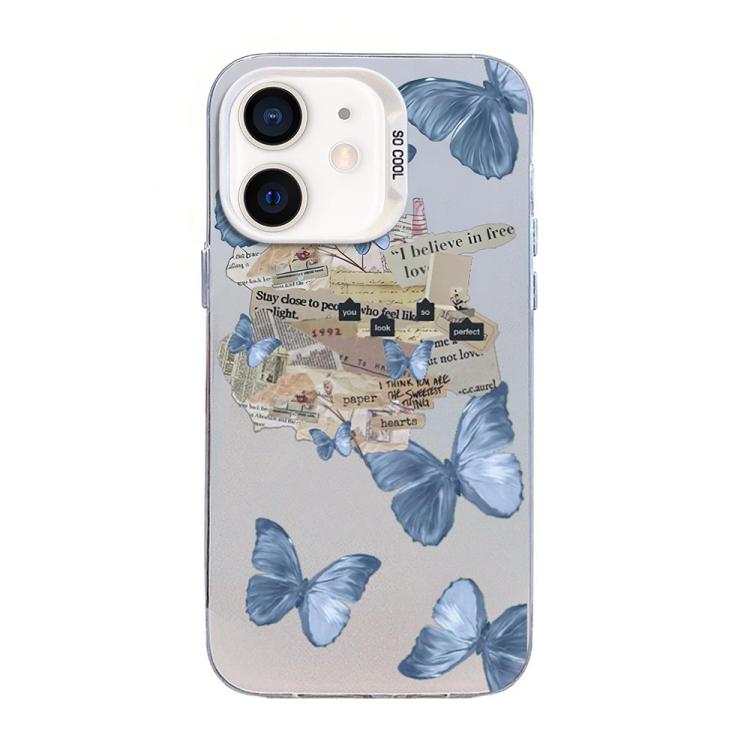 Butterfly Pattern Silver Plating PC Hybrid TPU Phone Case, For iPhone 12 mini, For iPhone 11 Pro Max, For iPhone 11, For iPhone 11 Pro, For iPhone XS / X, For iPhone XR