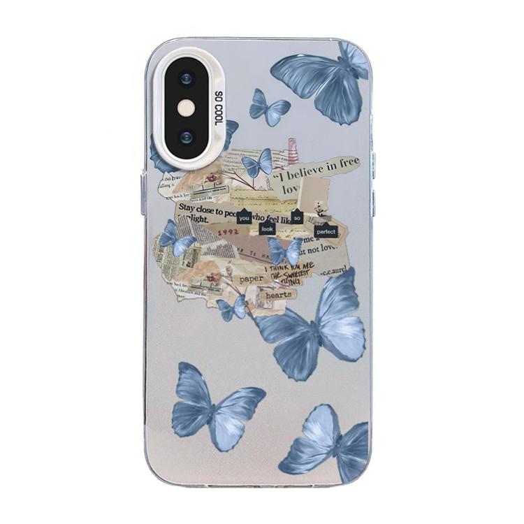 Ốp điện thoại họa tiết bướm mạ bạc PC kết hợp TPU, Dành cho iPhone XS Max, Dành cho iPhone 8 Plus / 7 Plus