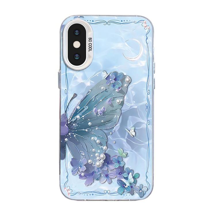 Ốp điện thoại họa tiết bướm mạ bạc PC kết hợp TPU, Dành cho iPhone XS Max, Dành cho iPhone 8 Plus / 7 Plus