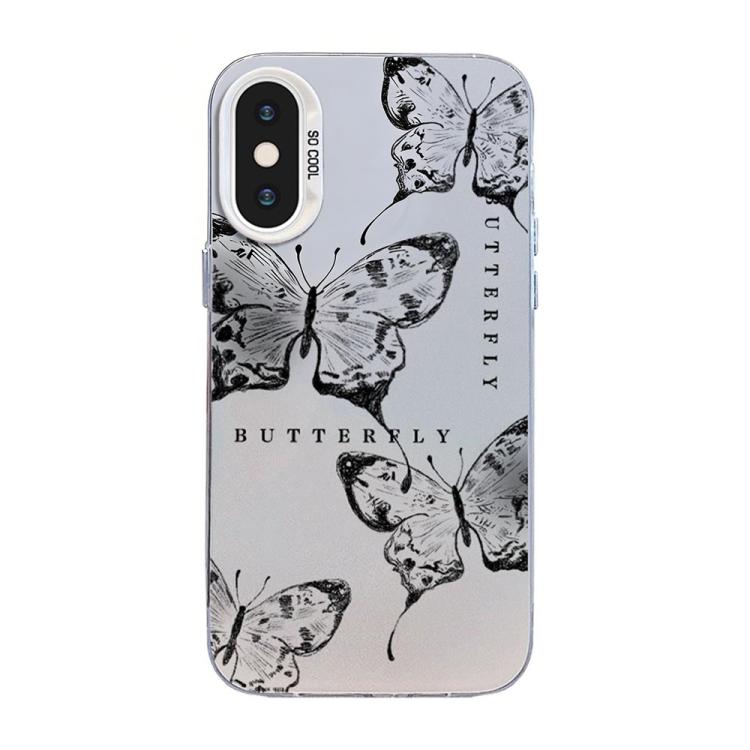 Ốp điện thoại họa tiết bướm mạ bạc PC kết hợp TPU, Dành cho iPhone XS Max, Dành cho iPhone 8 Plus / 7 Plus