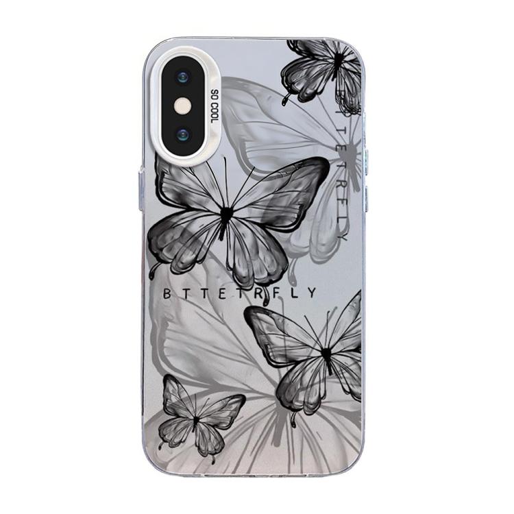 Ốp điện thoại họa tiết bướm mạ bạc PC kết hợp TPU, Dành cho iPhone XS Max, Dành cho iPhone 8 Plus / 7 Plus
