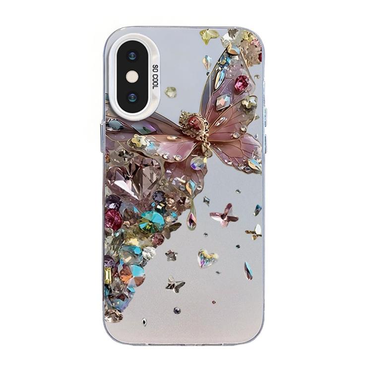 Ốp điện thoại họa tiết bướm mạ bạc PC kết hợp TPU, Dành cho iPhone XS Max, Dành cho iPhone 8 Plus / 7 Plus