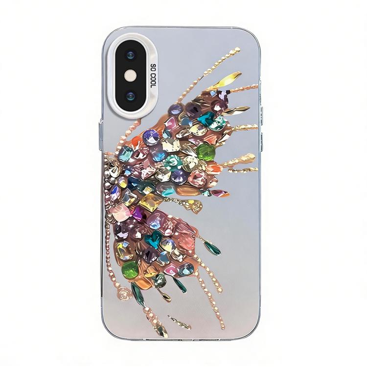 Ốp điện thoại họa tiết bướm mạ bạc PC kết hợp TPU, Dành cho iPhone XS Max, Dành cho iPhone 8 Plus / 7 Plus
