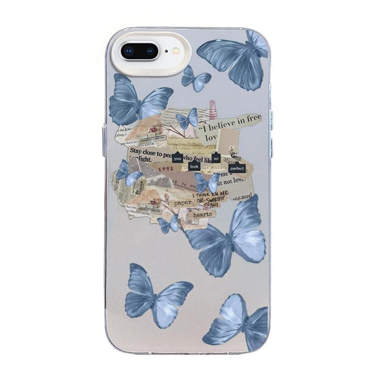 Ốp điện thoại họa tiết bướm mạ bạc PC kết hợp TPU, Dành cho iPhone XS Max, Dành cho iPhone 8 Plus / 7 Plus