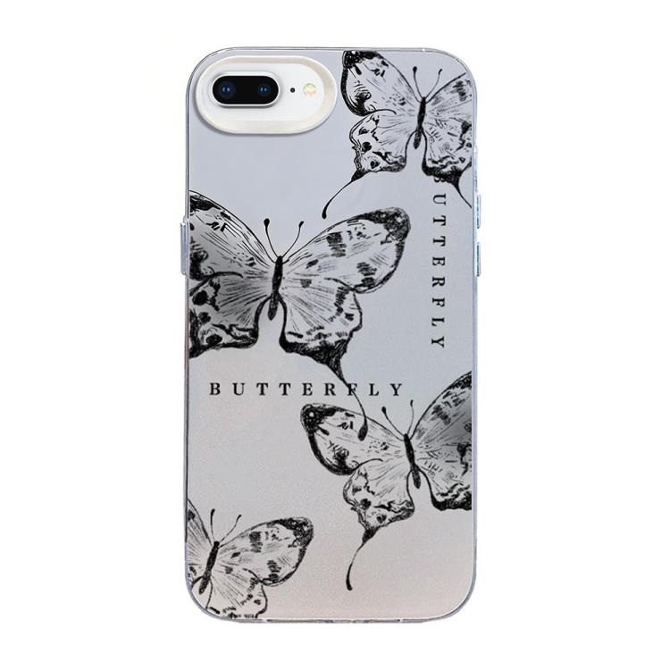 Ốp điện thoại họa tiết bướm mạ bạc PC kết hợp TPU, Dành cho iPhone XS Max, Dành cho iPhone 8 Plus / 7 Plus
