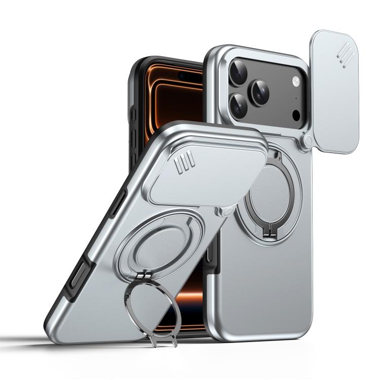 Camera Sliding Shield Magnetic Rotation Holder Phone Case, For iPhone 17 Pro Max, For iPhone 17 Pro, For iPhone 17, For iPhone Air, For iPhone 16 Pro Max, For iPhone 16 Pro