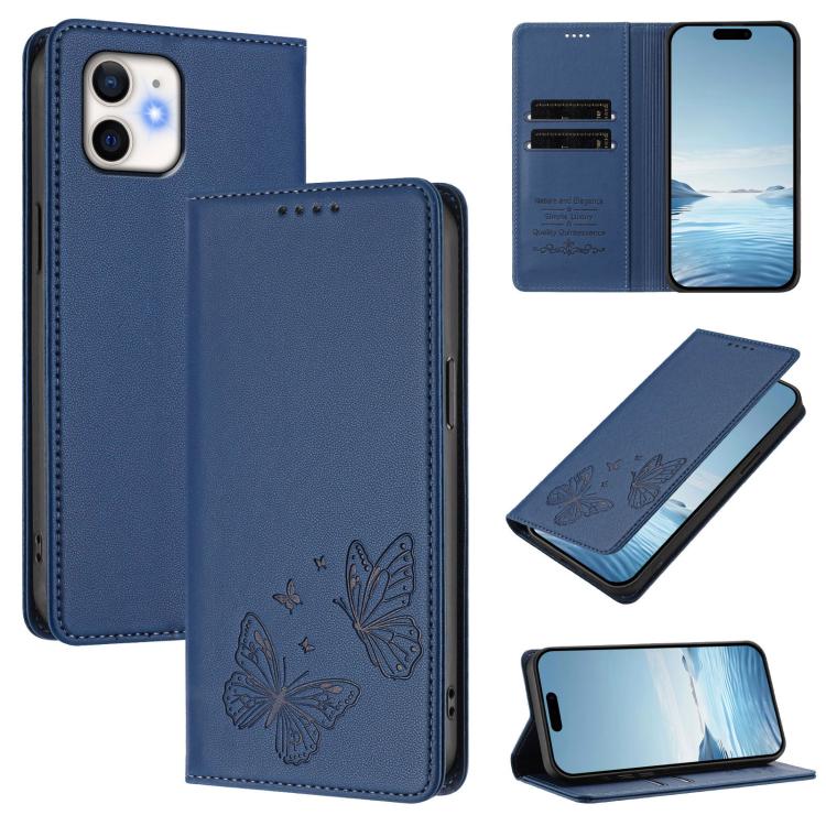 Ốp điện thoại da thuần chay RFID bướm đôi nam châm mạnh, dành cho iPhone 12 Pro Max, iPhone 11 Pro Max, iPhone 11, iPhone 11 Pro