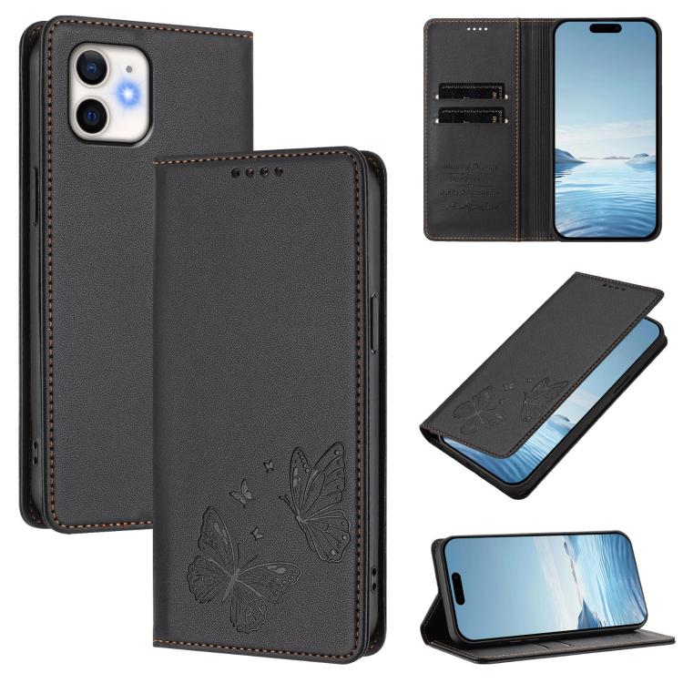 Ốp điện thoại da thuần chay RFID bướm đôi nam châm mạnh, dành cho iPhone 14 Pro Max, iPhone 13 Pro Max, iPhone 13 Pro, iPhone 12 / 12 Pro