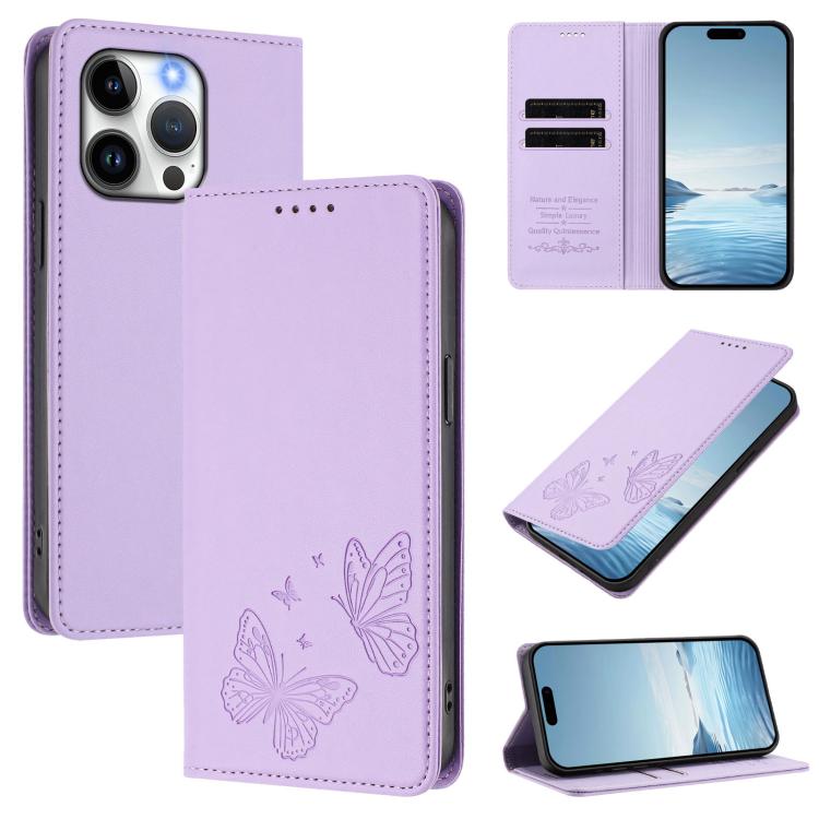 Ốp điện thoại da thuần chay RFID bướm đôi nam châm mạnh, dành cho iPhone 14 Pro Max, iPhone 13 Pro Max, iPhone 13 Pro, iPhone 12 / 12 Pro