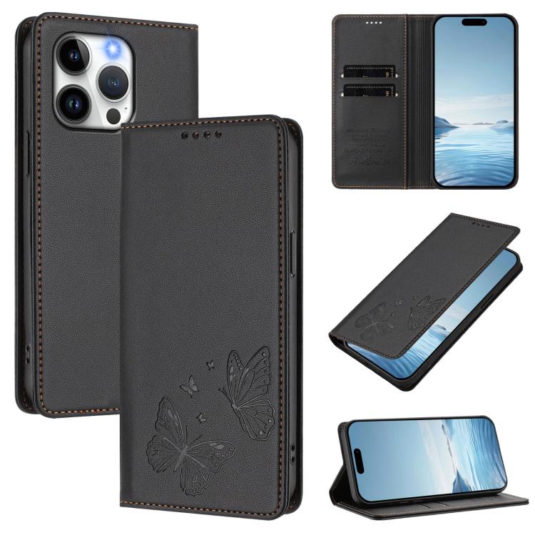 Ốp điện thoại da thuần chay RFID bướm đôi nam châm mạnh, dành cho iPhone 14 Pro Max, iPhone 13 Pro Max, iPhone 13 Pro, iPhone 12 / 12 Pro