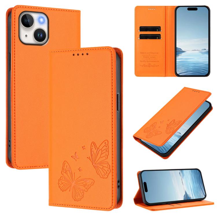 Ốp điện thoại da thuần chay RFID cánh bướm đôi nam châm mạnh, Dành cho iPhone 16, Dành cho iPhone 15 Pro Max, Dành cho iPhone 15 Pro, Dành cho iPhone 15 Plus