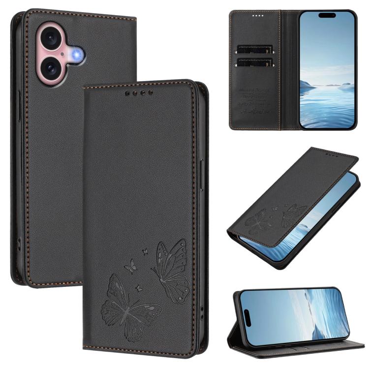 Ốp điện thoại da thuần chay RFID cánh bướm đôi nam châm mạnh, Dành cho iPhone 16, Dành cho iPhone 15 Pro Max, Dành cho iPhone 15 Pro, Dành cho iPhone 15 Plus