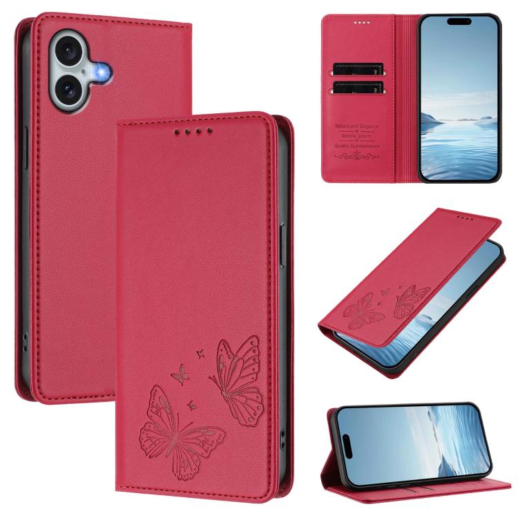 Ốp lưng điện thoại da thuần chay RFID cánh bướm đôi nam châm mạnh, dành cho iPhone Air, dành cho iPhone 16 Pro Max, dành cho iPhone 16 Pro, dành cho iPhone 16 Plus