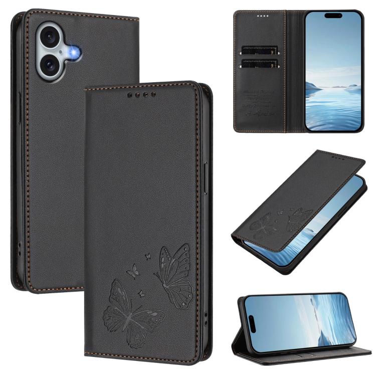 Ốp lưng điện thoại da thuần chay RFID cánh bướm đôi nam châm mạnh, dành cho iPhone Air, dành cho iPhone 16 Pro Max, dành cho iPhone 16 Pro, dành cho iPhone 16 Plus