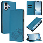 Strong Magnetic Dual Butterfly RFID Vegan Leather Phone Case, For iPhone 17e / 16e, For iPhone 17 Pro Max, For iPhone 17 Pro, For iPhone 17