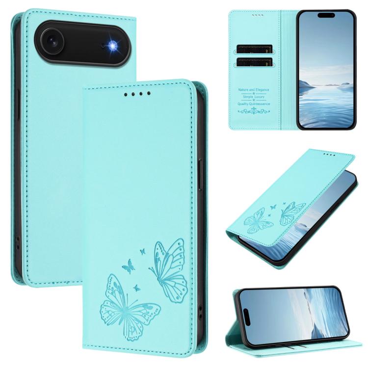 Ốp lưng điện thoại da thuần chay RFID cánh bướm đôi nam châm mạnh, dành cho iPhone Air, dành cho iPhone 16 Pro Max, dành cho iPhone 16 Pro, dành cho iPhone 16 Plus