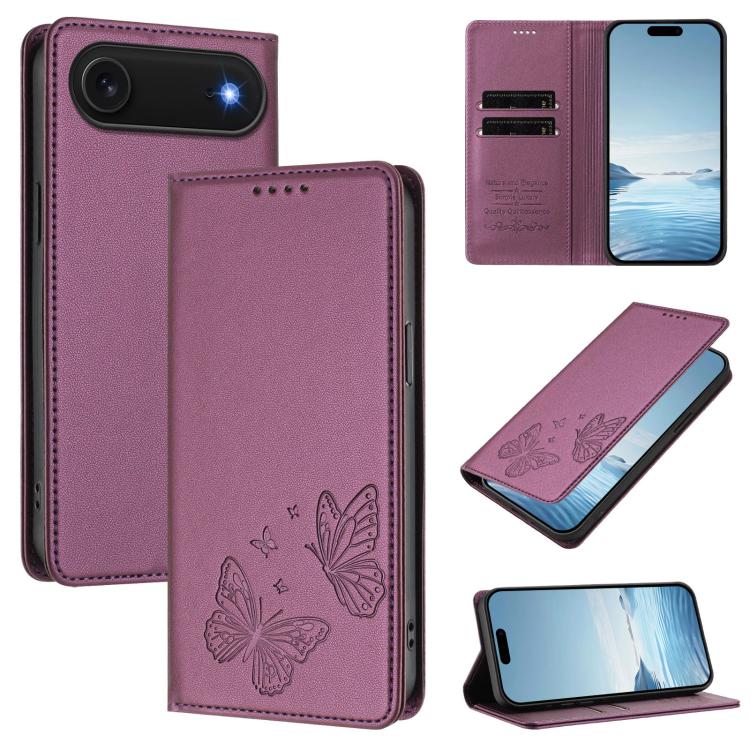 Ốp lưng điện thoại da thuần chay RFID cánh bướm đôi nam châm mạnh, dành cho iPhone Air, dành cho iPhone 16 Pro Max, dành cho iPhone 16 Pro, dành cho iPhone 16 Plus