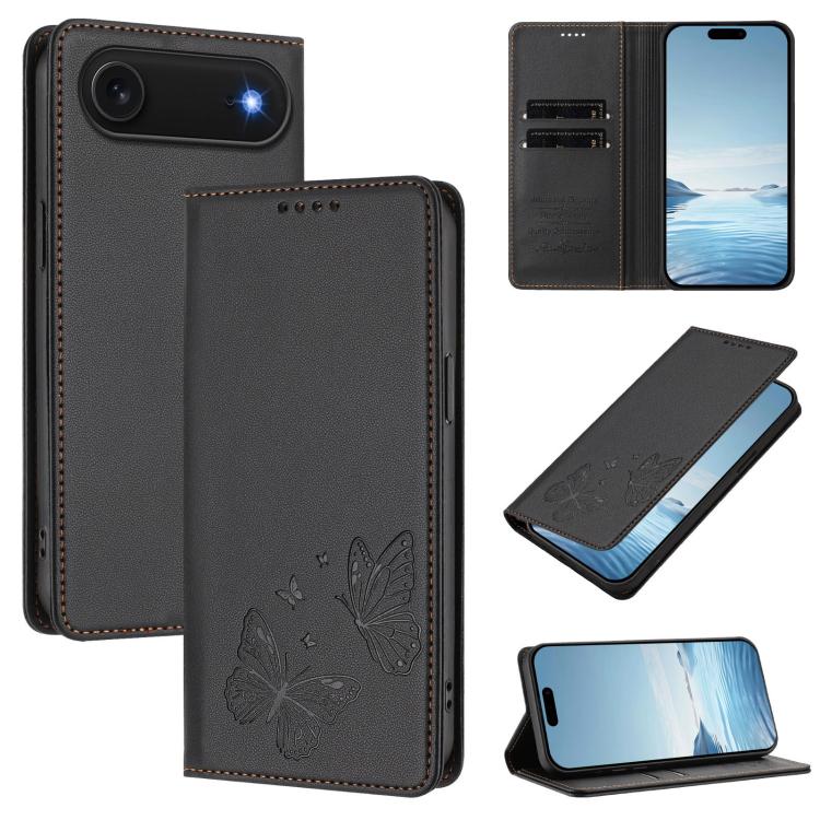 Ốp lưng điện thoại da thuần chay RFID cánh bướm đôi nam châm mạnh, dành cho iPhone Air, dành cho iPhone 16 Pro Max, dành cho iPhone 16 Pro, dành cho iPhone 16 Plus