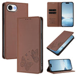 Strong Magnetic Dual Butterfly RFID Vegan Leather Phone Case, For iPhone 17e / 16e, For iPhone 17 Pro Max, For iPhone 17 Pro, For iPhone 17