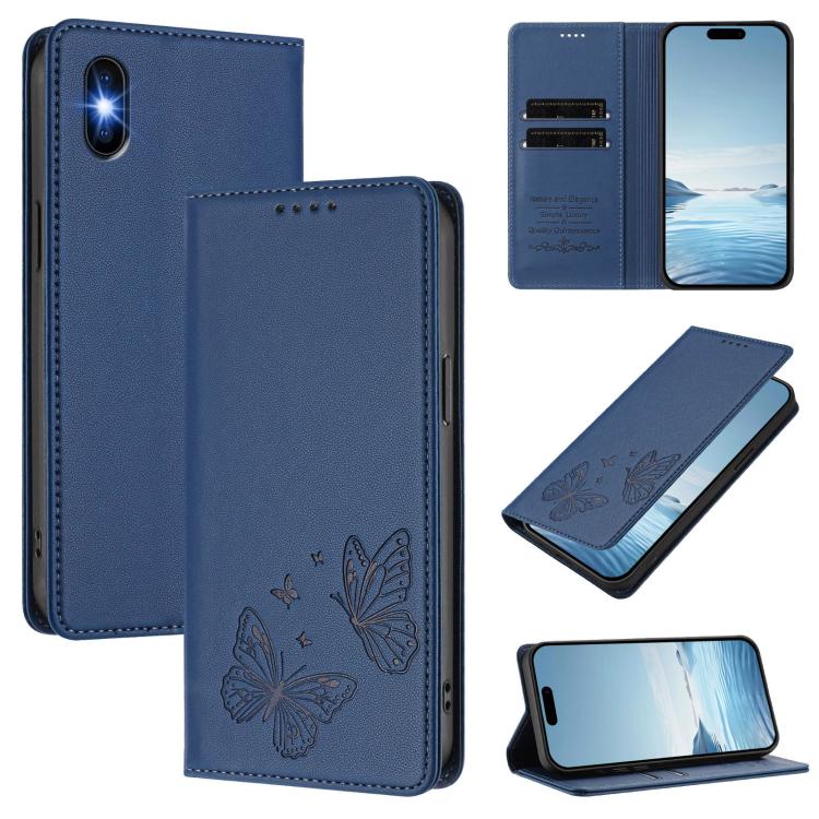 Ốp điện thoại da thuần chay RFID bướm đôi nam châm mạnh, dành cho iPhone X / XS, iPhone XR, iPhone XS Max, iPhone 8 Plus / 7 Plus