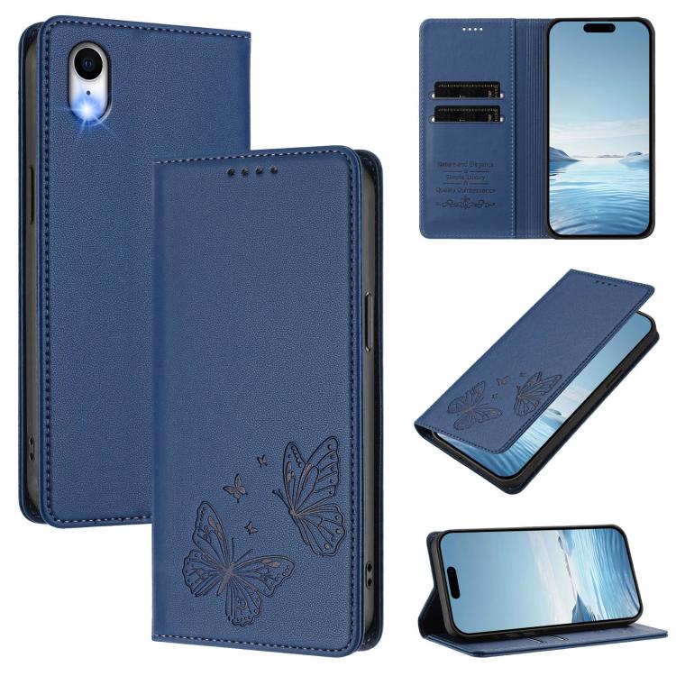 Ốp điện thoại da thuần chay RFID bướm đôi nam châm mạnh, dành cho iPhone X / XS, iPhone XR, iPhone XS Max, iPhone 8 Plus / 7 Plus