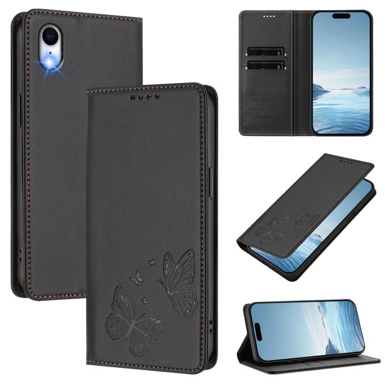 Ốp điện thoại da thuần chay RFID bướm đôi nam châm mạnh, dành cho iPhone X / XS, iPhone XR, iPhone XS Max, iPhone 8 Plus / 7 Plus