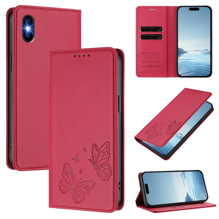 Ốp điện thoại da thuần chay RFID bướm đôi nam châm mạnh, dành cho iPhone X / XS, iPhone XR, iPhone XS Max, iPhone 8 Plus / 7 Plus