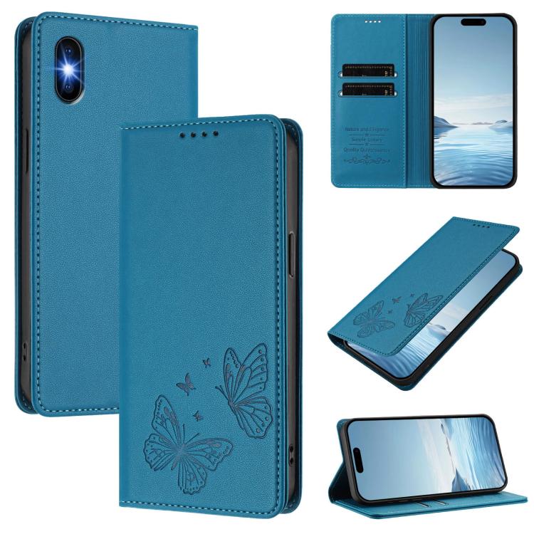 Ốp điện thoại da thuần chay RFID bướm đôi nam châm mạnh, dành cho iPhone X / XS, iPhone XR, iPhone XS Max, iPhone 8 Plus / 7 Plus