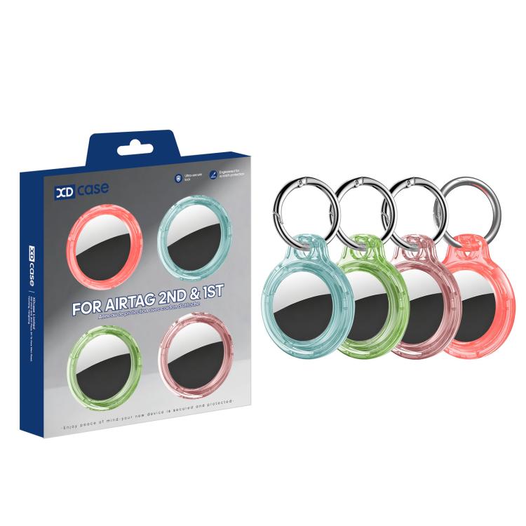 Bộ 4 ốp bảo vệ cứng trong suốt XDcase bằng PC kèm móc khóa, 4 chiếc (Đen trong suốt Xanh lá Xanh dương), 4 chiếc (Xanh dương trong suốt Xanh lá Đỏ Hồng)