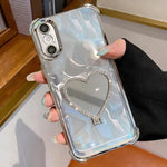 Ốp Lưng Điện Thoại TPU + Acrylic Mạ Điện Hình Trái Tim Có Giá Đỡ, Dành Cho iPhone XR, Dành Cho iPhone XS Max