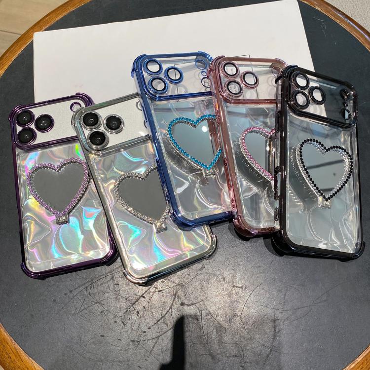 Ốp Lưng Điện Thoại TPU + Acrylic Mạ Điện Hình Trái Tim Có Giá Đỡ, Dành Cho iPhone XR, Dành Cho iPhone XS Max