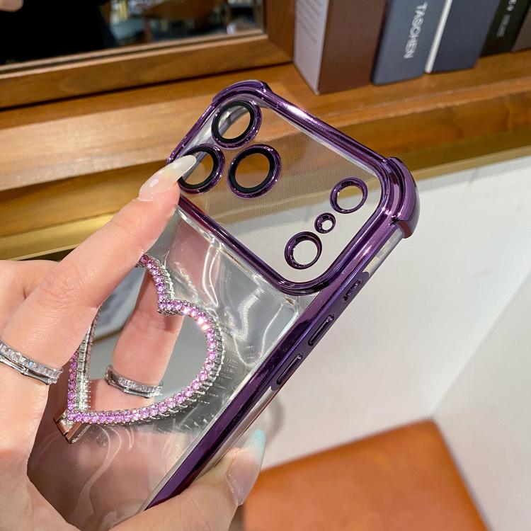 Ốp Lưng Điện Thoại TPU + Acrylic Mạ Điện Hình Trái Tim Có Giá Đỡ, Dành Cho iPhone XR, Dành Cho iPhone XS Max