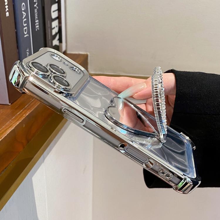 Ốp Lưng Điện Thoại TPU + Acrylic Mạ Điện Hình Trái Tim Có Giá Đỡ, Dành Cho iPhone XR, Dành Cho iPhone XS Max