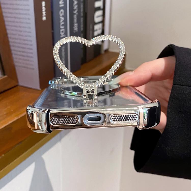 Ốp Lưng Điện Thoại TPU + Acrylic Mạ Điện Hình Trái Tim Có Giá Đỡ, Dành Cho iPhone XR, Dành Cho iPhone XS Max