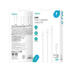 Bộ cáp dữ liệu TOTU GTZB01-PD Series 27W Type-C sang 8 Pin, Chiều dài: 0.5m + 1m + 2m