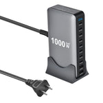 Bộ sạc đa năng YMX-1000W 1000W 8 cổng Type-C và 2 cổng USB 10 cổng hiển thị kỹ thuật số, Phích cắm AU, EU, UK, US