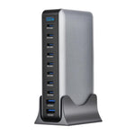 Bộ sạc đa năng YMX-1000W 1000W 8 cổng Type-C và 2 cổng USB 10 cổng hiển thị kỹ thuật số, Phích cắm AU, EU, UK, US
