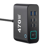 Bộ sạc đa chức năng YMX-615-LCD470W 470W 4 cổng Type-C và 2 cổng USB GaN, Phích cắm AU, EU, UK, US