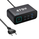 Bộ sạc đa chức năng YMX-615-LCD470W 470W 4 cổng Type-C và 2 cổng USB GaN, Phích cắm AU, EU, UK, US