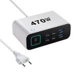 Bộ sạc đa chức năng YMX-615-LCD470W 470W 4 cổng Type-C và 2 cổng USB GaN, Phích cắm AU, EU, UK, US