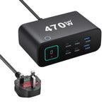 Bộ sạc đa chức năng YMX-615-LCD470W 470W 4 cổng Type-C và 2 cổng USB GaN, Phích cắm AU, EU, UK, US
