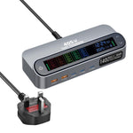 Bộ sạc đa chức năng thông minh YMX-LCD405W 405W 3 cổng Type-C và 2 cổng USB GaN hiển thị kỹ thuật số, Phích cắm AU, EU, UK, US