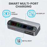 Bộ sạc đa chức năng thông minh YMX-LCD405W 405W 3 cổng Type-C và 2 cổng USB GaN hiển thị kỹ thuật số, Phích cắm AU, EU, UK, US