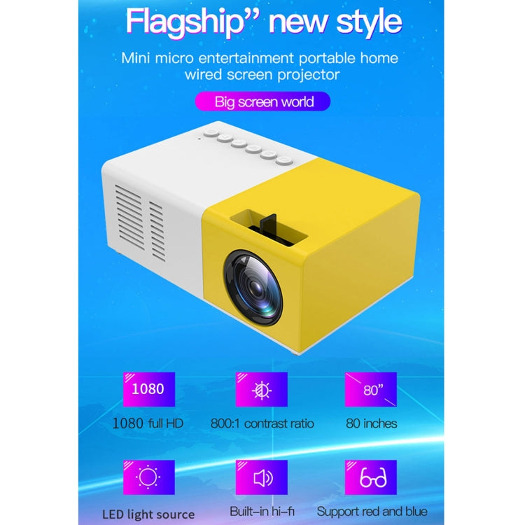 Máy chiếu kỹ thuật số LED HD mini rạp hát gia đình di động J9 1920x1080P 15 ANSI, phiên bản cơ bản, phích cắm EU, US, UK, AU