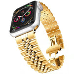 Dây đeo đồng hồ thay thế bằng thép năm baht kim loại, dành cho Apple Watch Ultra 49mm / Series 8&7 45mm / SE 2&6&SE&5&4 44mm / 3&2&1 42mm, dành cho Apple Watch Series 8&7 41mm / SE 2&6&SE&5&4 40mm / 3&2&1 38mm