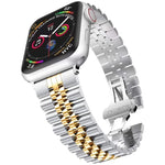 Dây đeo đồng hồ thay thế bằng thép năm baht kim loại, dành cho Apple Watch Ultra 49mm / Series 8&7 45mm / SE 2&6&SE&5&4 44mm / 3&2&1 42mm, dành cho Apple Watch Series 8&7 41mm / SE 2&6&SE&5&4 40mm / 3&2&1 38mm