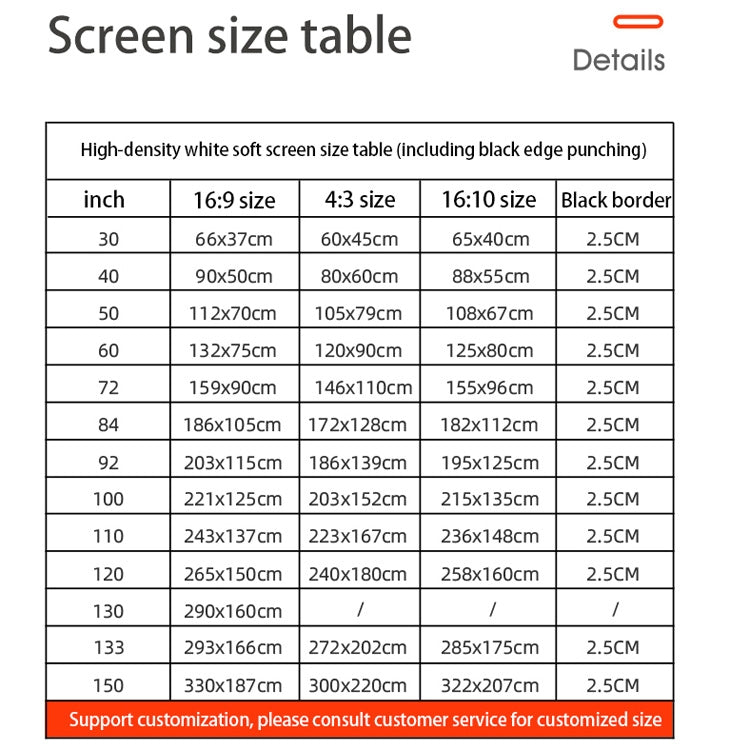 Màn chiếu phim máy chiếu polyester mật độ cao gấp đơn giản, kích thước: 60 inch (16:9) diện tích chiếu: 132x75cm, 60 inch (16:9) diện tích chiếu: 132x75cm