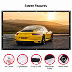 Rèm phim máy chiếu polyester mỏng gập đơn giản, 60 inch (16:9) Diện tích chiếu: 132x75cm, 60 inch (4:3) Diện tích chiếu: 120x90cm, 72 inch (16:9) Diện tích chiếu: 159x90cm, 72 inch (4:3) Diện tích chiếu: 146x110cm