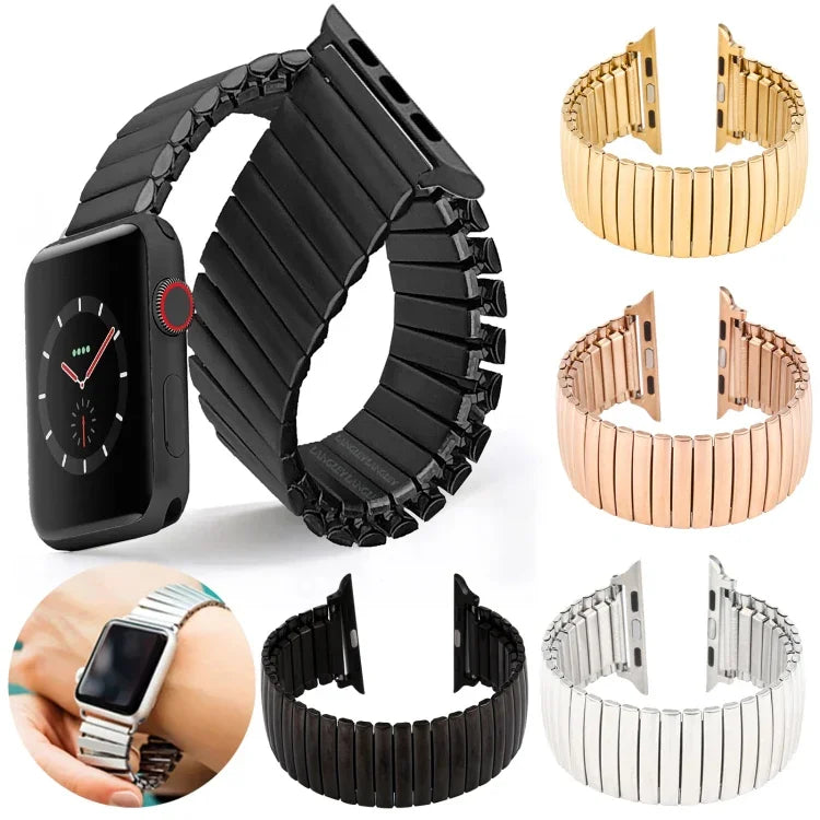 Elastic Aluminum Watchband, For Apple Watch Series 7 41mm / 6 & SE & 5 & 4 40mm / 3 & 2 & 1 38mm, For Apple Watch Series 8&7 41mm / SE 2&6&SE&5&4 40mm / 3&2&1 38mm, For Apple Watch Ultra 49mm / Series 8&7 45mm / SE 2&6&SE&5&4 44mm / 3&2&1 42mm         ...